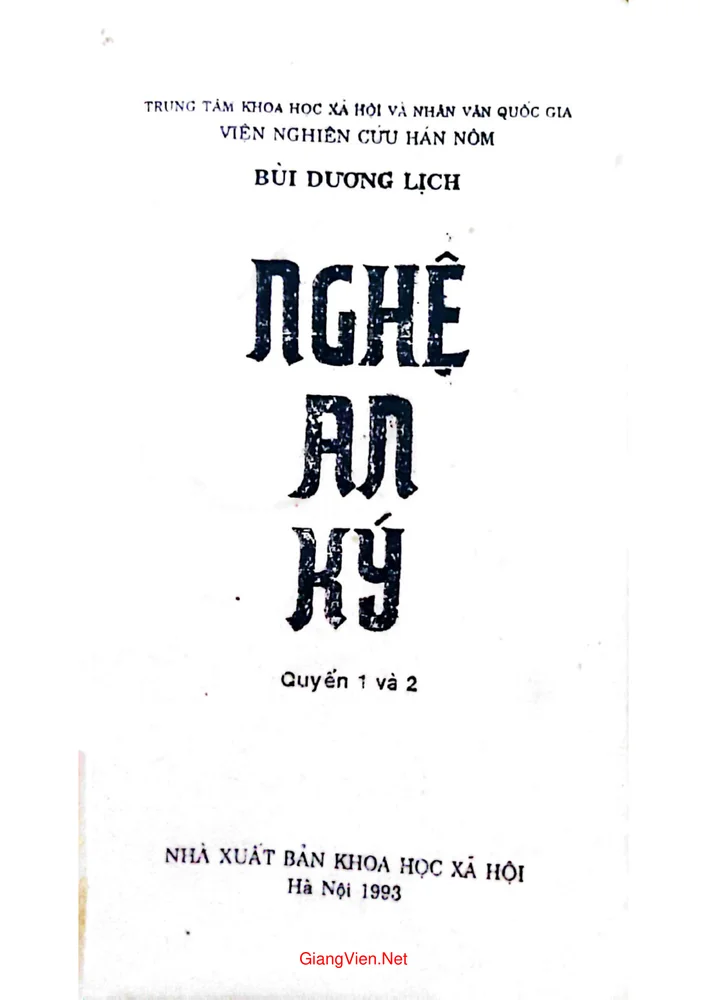 Ảnh bìa của Nghệ An ký