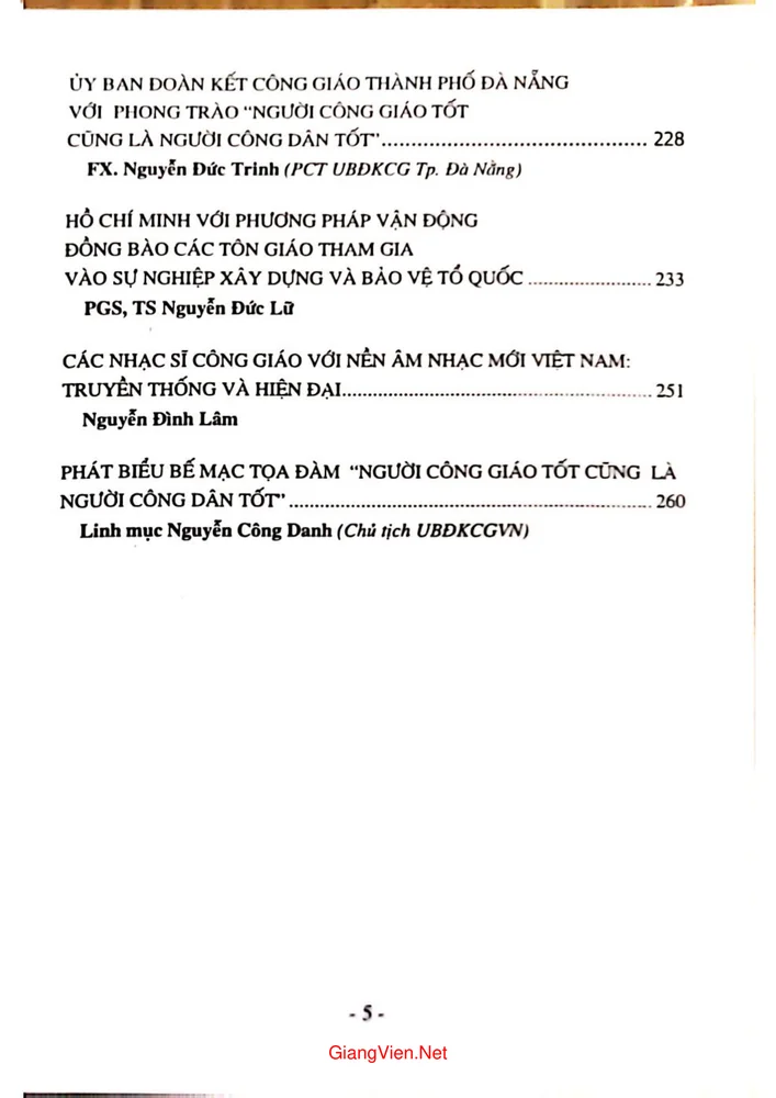 Mục lục chi tiết trang 2 sách Người công giáo tốt cũng là người công dân tốt