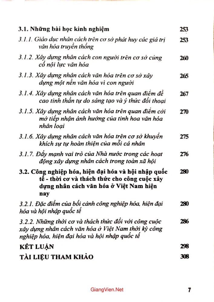 Mục lục chi tiết trang 2 sách Xây dựng nhân cách văn hoá những bài học kinh nghiệm trong lịch sử Việt Nam