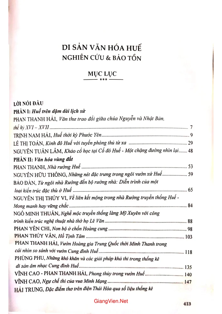 Trang 1 - Ảnh minh họa nội dung sách Di sản văn hoá Huế nghiên cứu và bảo tồn