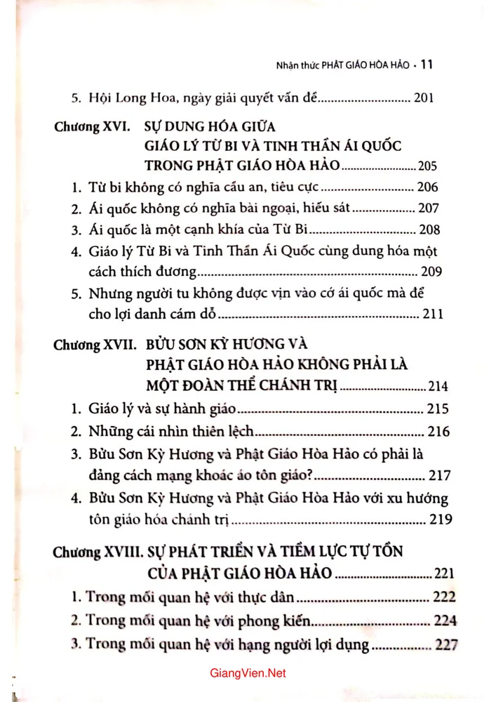 Mục lục chi tiết trang 4 sách Nhận thức Phật giáo Hoà hảo