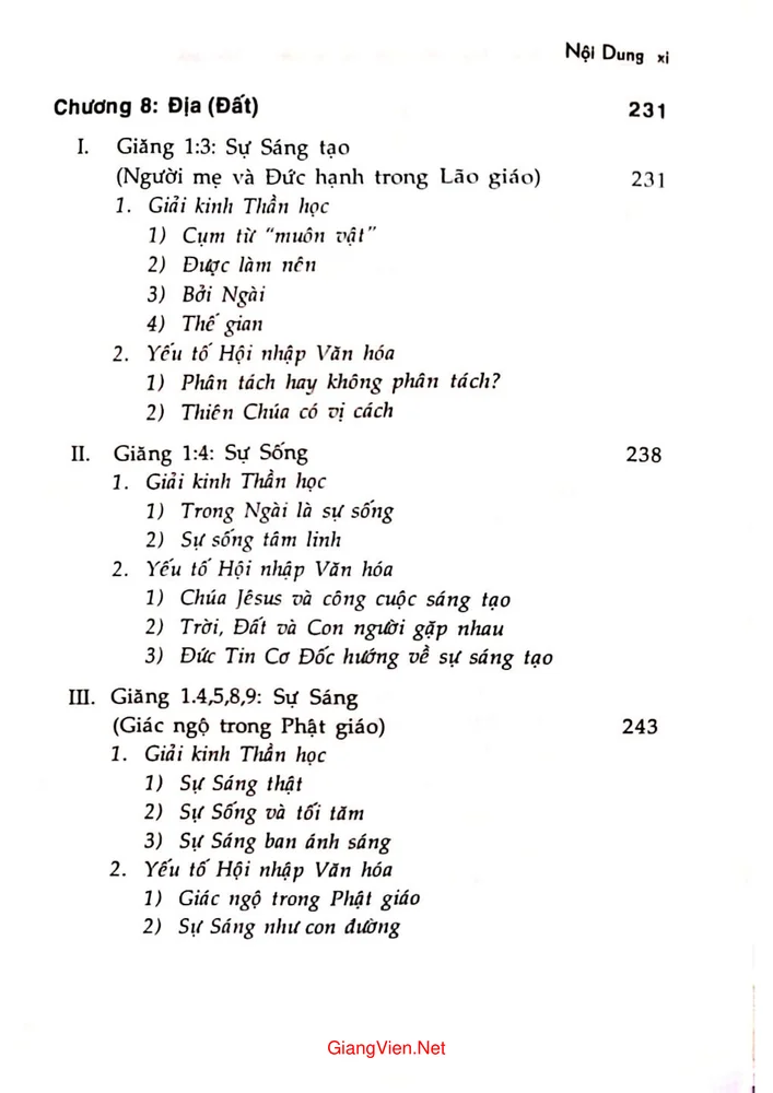 Mục lục chi tiết trang 6 sách Phúc Âm và văn hoá
