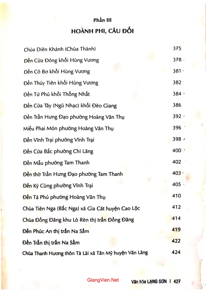 Mục lục chi tiết trang 2 sách Văn hoá Lạng Sơn