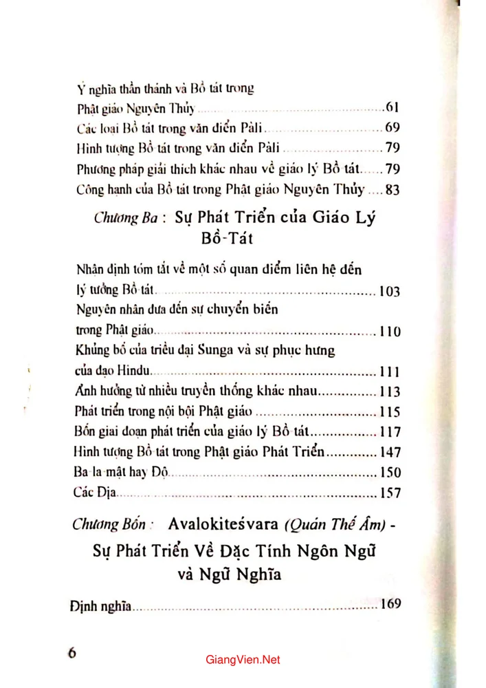 Mục lục chi tiết trang 1 sách Khái niệm về Bồ tát Quán thế âm