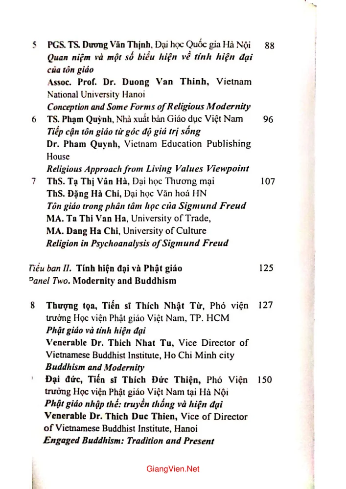 Trang 2 - Ảnh minh họa nội dung sách Tính hiện đại và đời sống tôn giáo hiện nay ở Việt Nam (Toạ đàm khoa học quốc tế)
