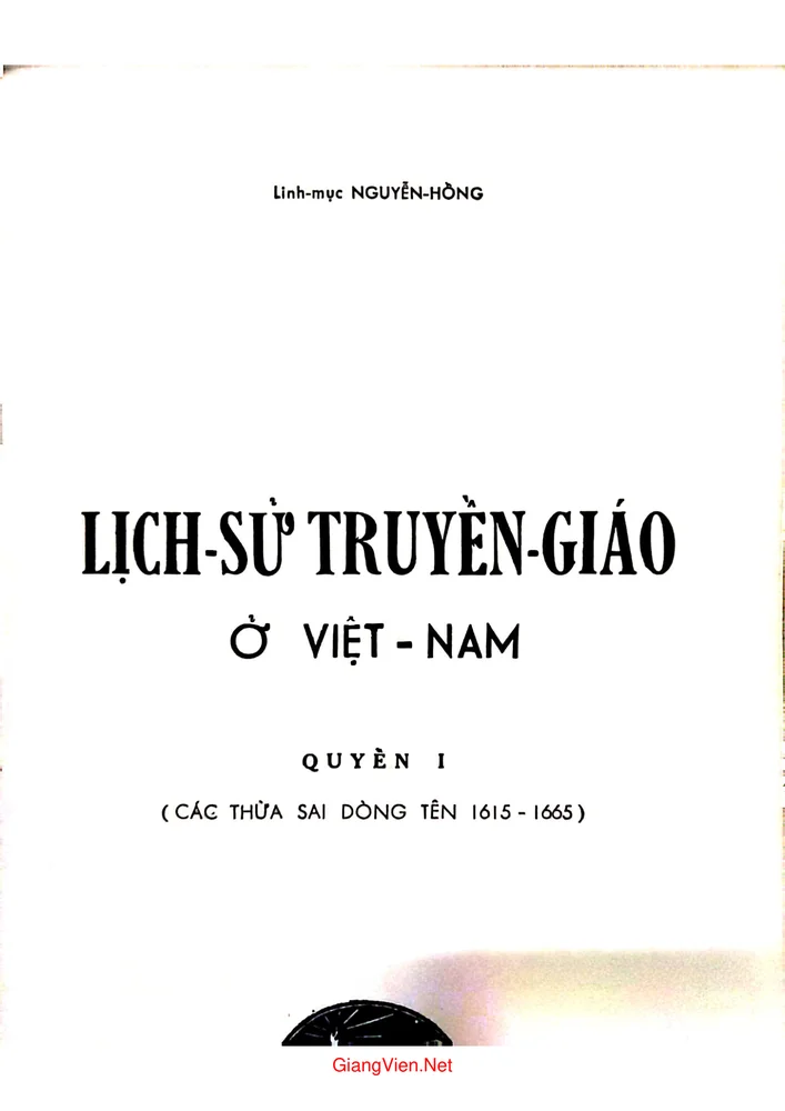 Trang bìa chính thức sách Lịch sử truyền giáo Việt Nam