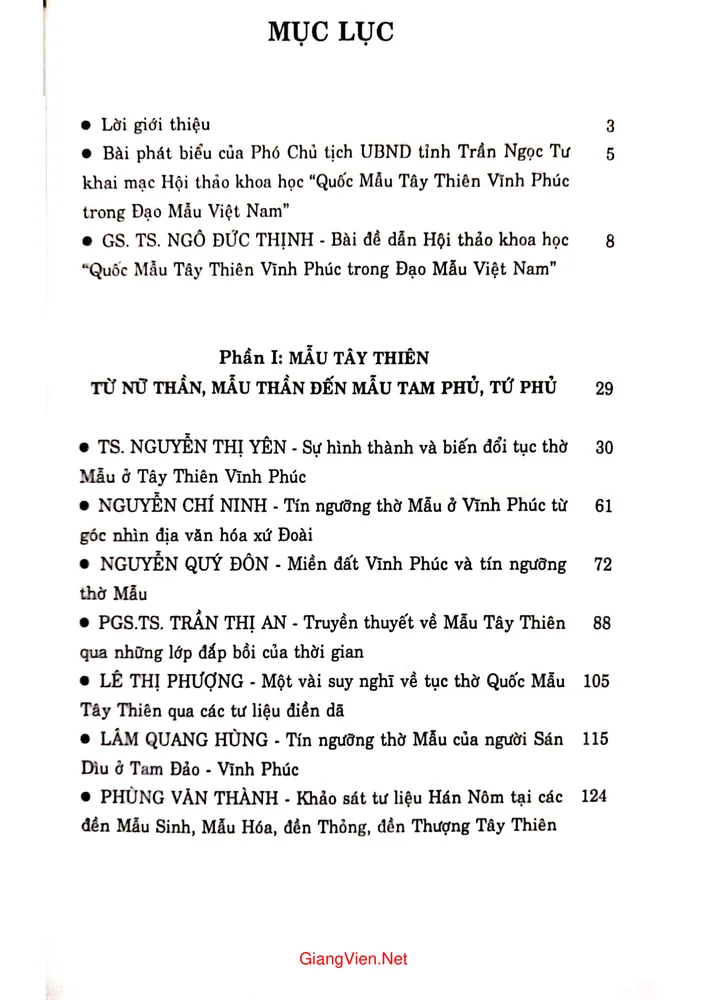 Trang bìa chính thức sách Quốc mẫu Tây Thiên Vĩnh Phúc trong đạo mẫu Việt Nam (Kỷ yếu Hội thảo khoa học)