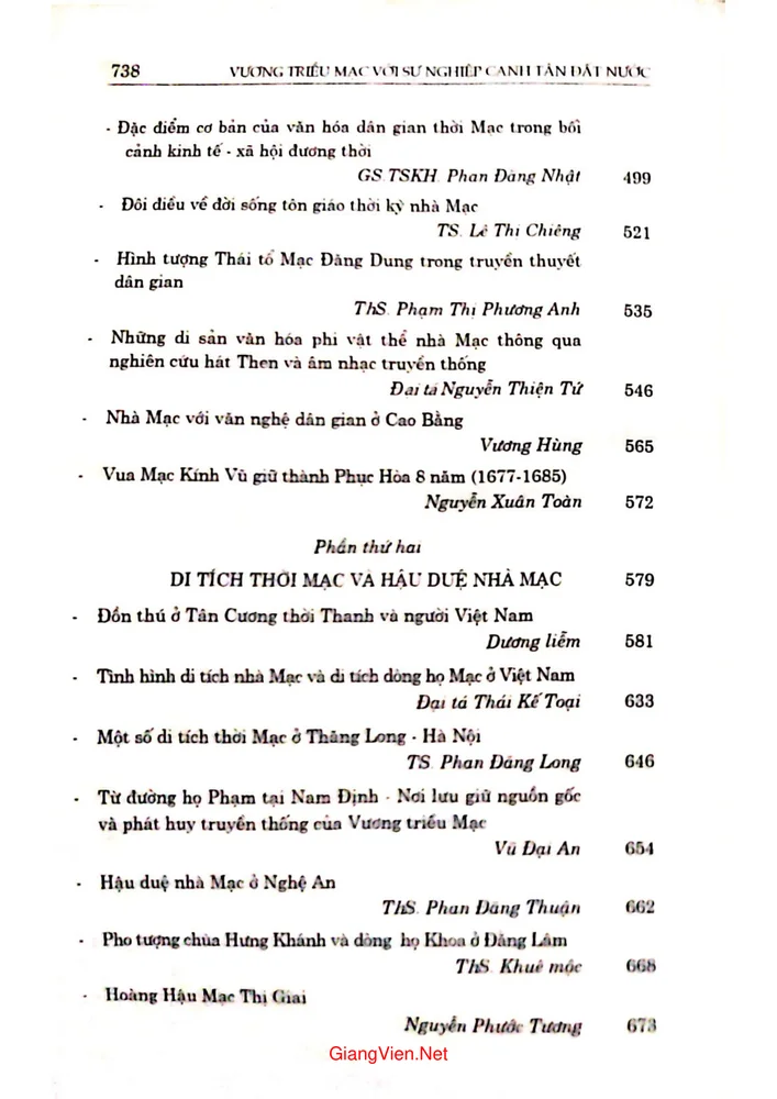 Mục lục chi tiết trang 3 sách Vương triều Mạc