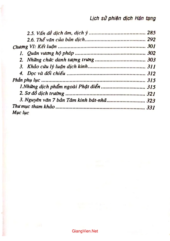 Mục lục chi tiết trang 2 sách Lịch sử phiên dịch Hán tạng