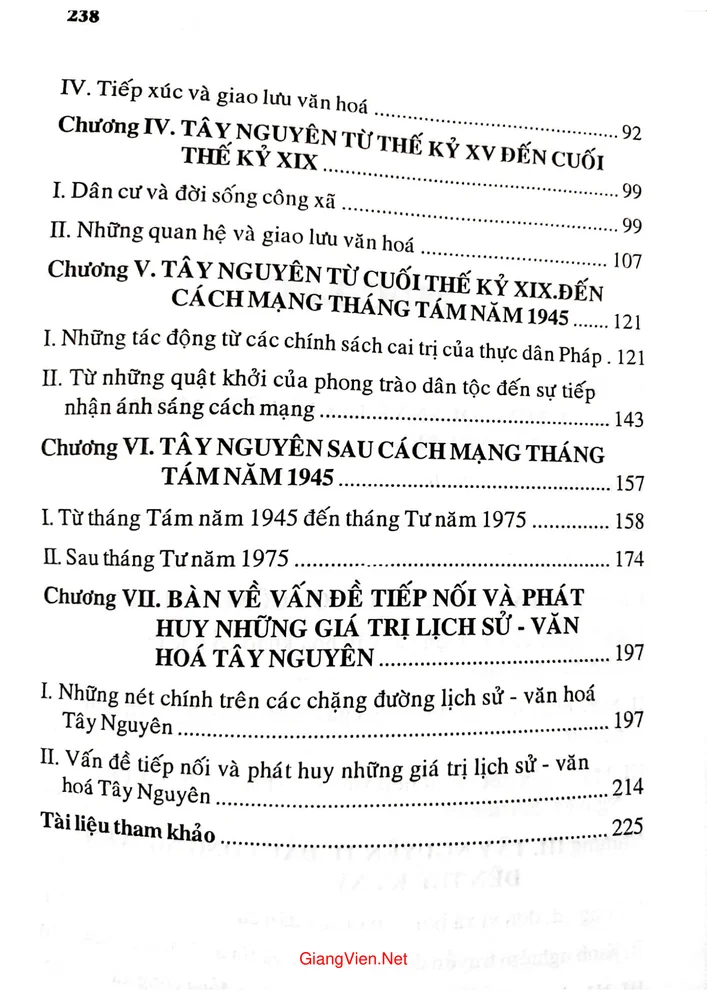 Mục lục chi tiết trang 1 sách Tây Nguyên những chặng đường lịch sử văn hoá