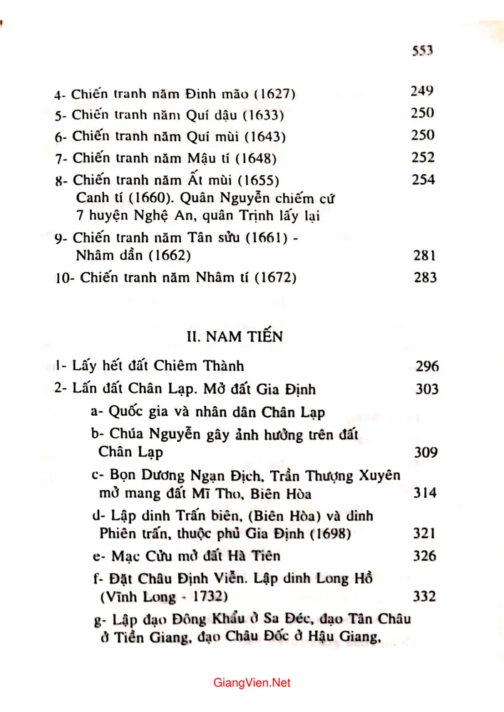 Mục lục chi tiết trang 2 sách Việt sử xứ đàng trong