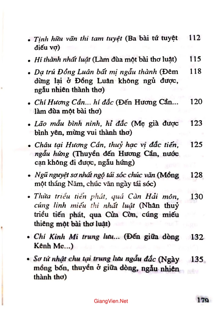 Mục lục chi tiết trang 3 sách Đoạn trường lục