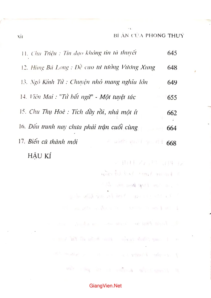 Mục lục chi tiết trang 11 sách Bí ẩn của phong thủy