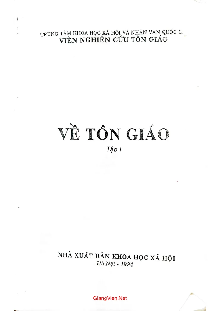 Ảnh bìa của Về tôn giáo tập I