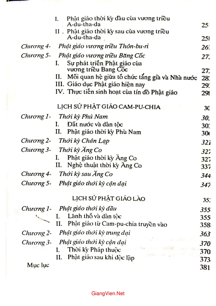 Mục lục chi tiết trang 2 sách Lịch sử phật giáo thế giới, tập II