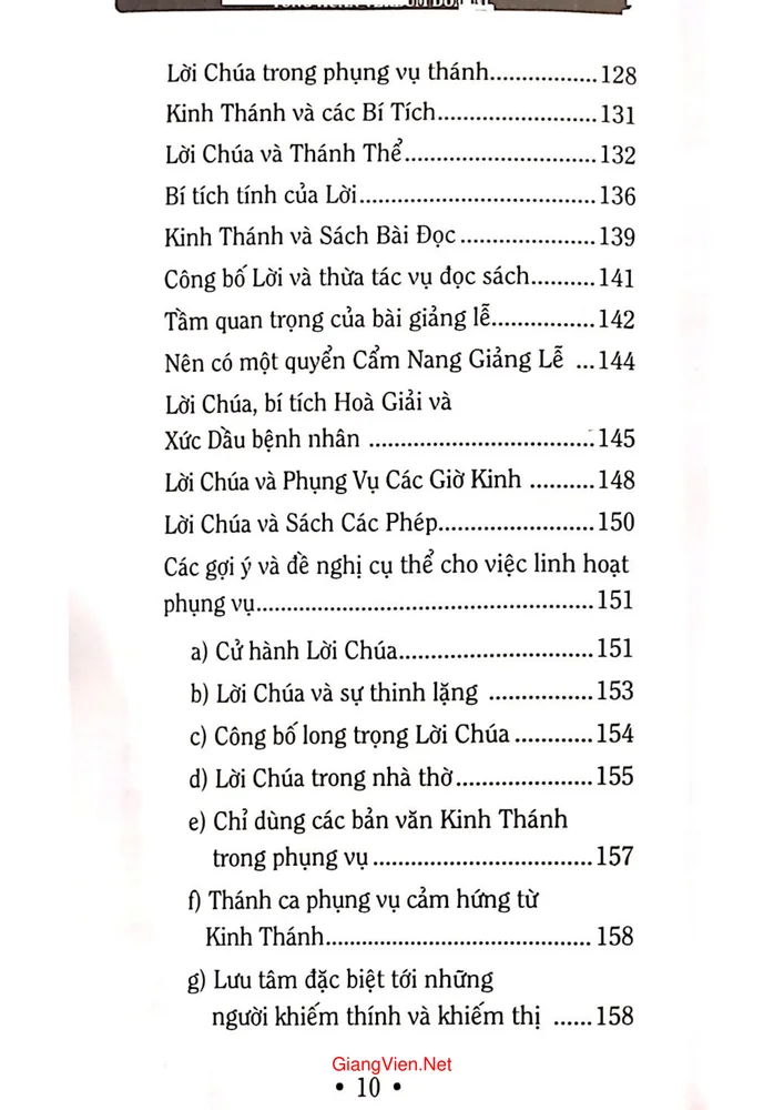 Mục lục chi tiết trang 3 sách Tông huấn hậu thượng Hội đồng giám mục của Đức giáo hoàng Benedicto XVI