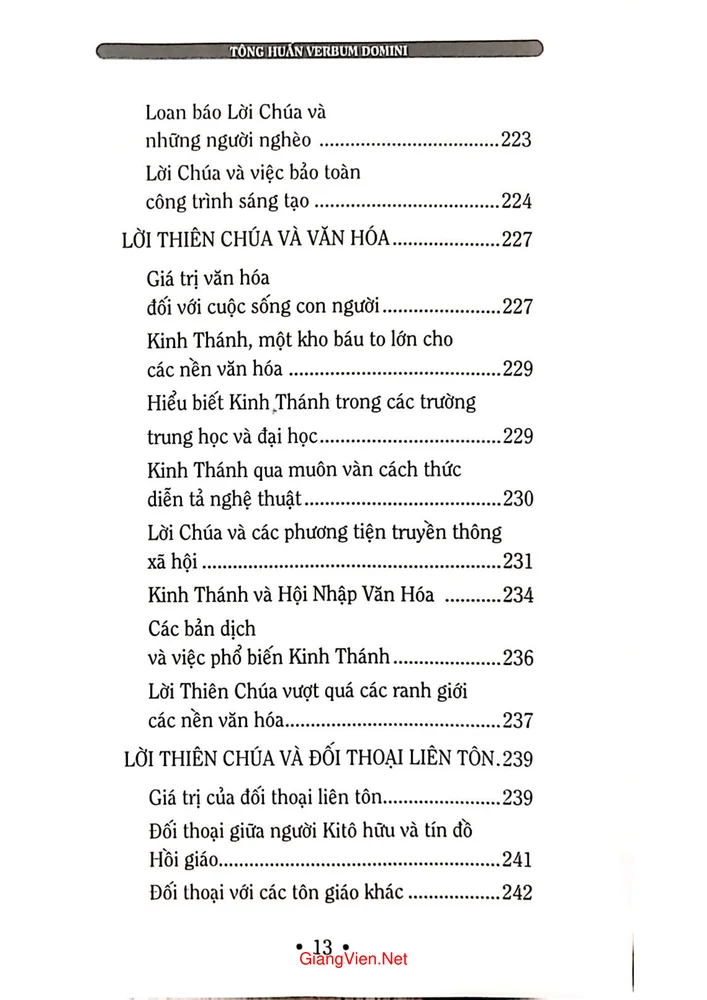 Mục lục chi tiết trang 6 sách Tông huấn hậu thượng Hội đồng giám mục của Đức giáo hoàng Benedicto XVI