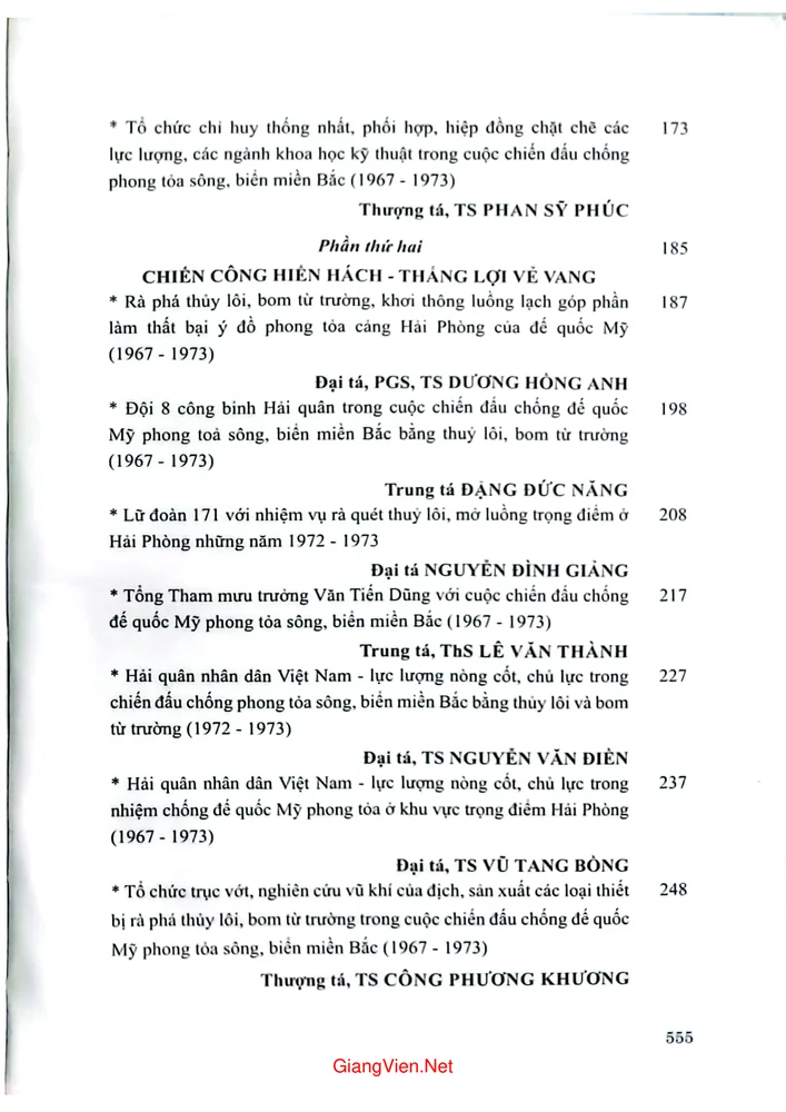 Mục lục chi tiết trang 2 sách Chiến công chống đế quốc Mỹ phong tỏa sông, biển miền Bắc từ 1967 đến 1973 - Ý nghĩa lịch sử và bài học kinh nghiệm
