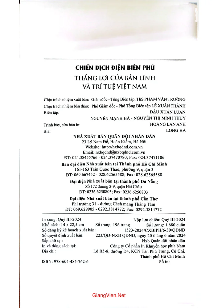 Mục lục chi tiết trang 3 sách Chiến dịch Điện Biên Phủ thắng lợi của bản lĩnh và trí tuệ Việt Nam