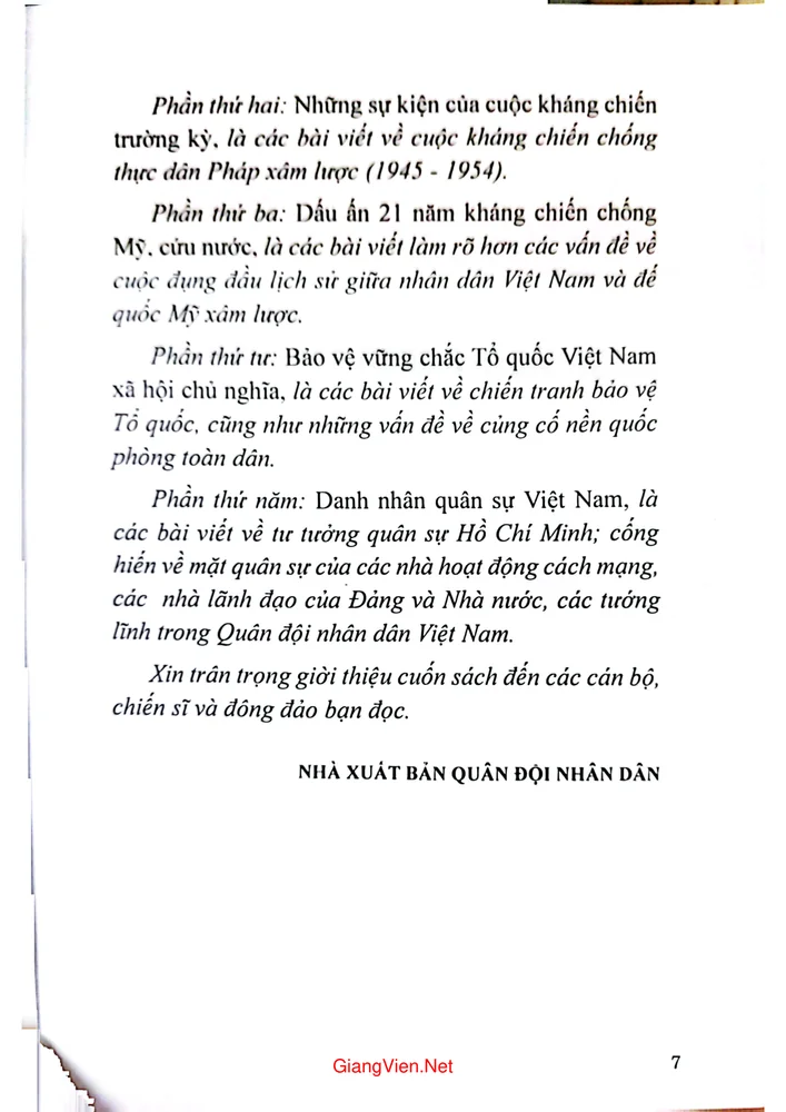 Mục lục chi tiết trang 2 sách Chiến tranh nhân dân Việt Nam góc nhìn từ lịch sử quân sự