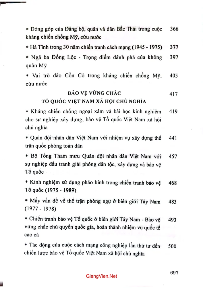 Mục lục chi tiết trang 6 sách Chiến tranh nhân dân Việt Nam góc nhìn từ lịch sử quân sự