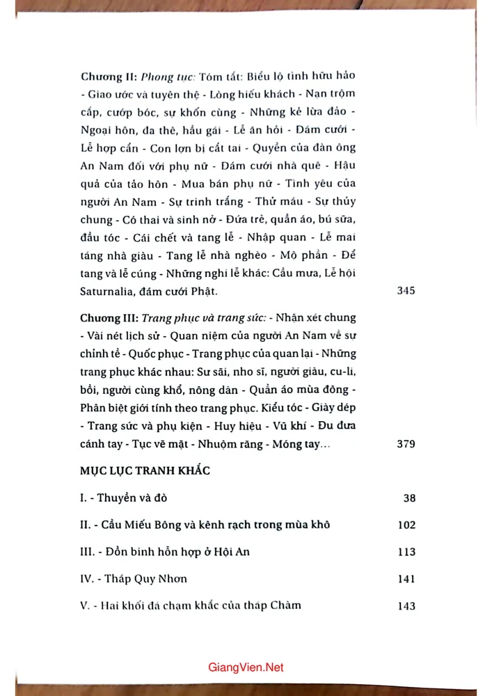 Mục lục chi tiết trang 4 sách Du ký trung kỳ theo đường cái quan