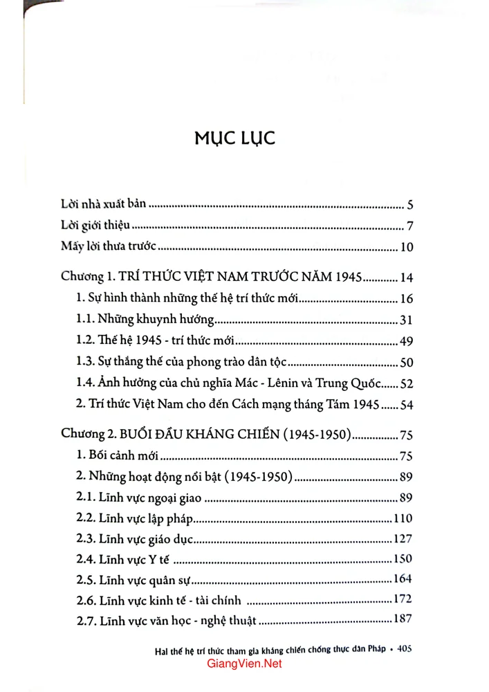 Trang bìa chính thức sách Hai thế hệ trí thức tham gia kháng chiến chống thực dân Pháp 1945 đến 1954