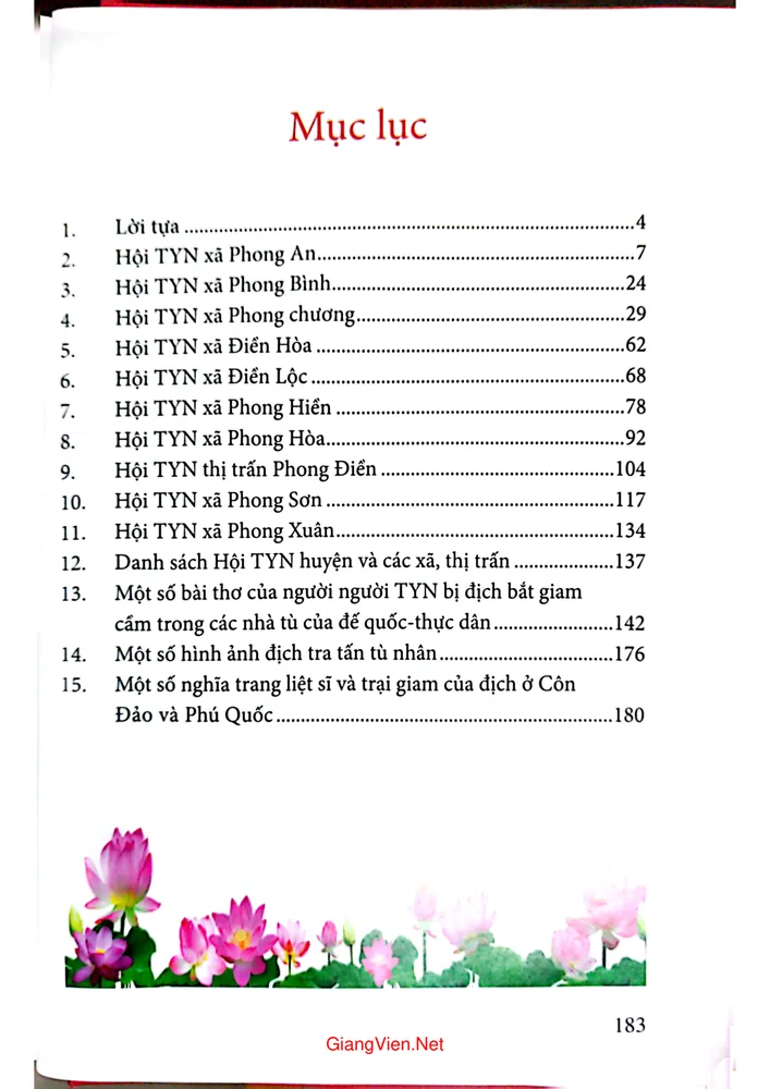 Trang 1 - Ảnh minh họa nội dung sách Kỷ yếu hội tù yêu nước huyện Phong Điền