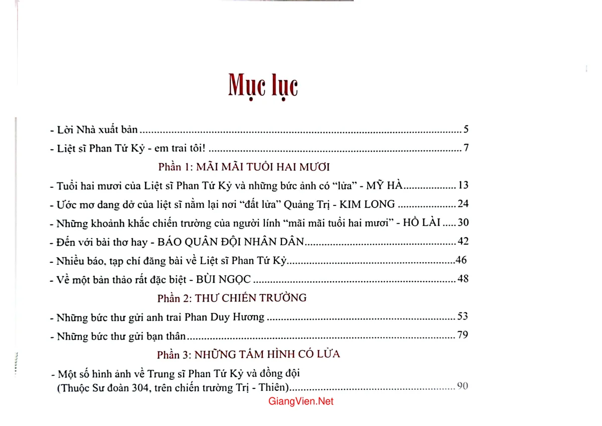 Trang bìa chính thức sách Liệt sỹ Phan Tứ Kỷ thư chiến trường và những tấm hình có lửa
