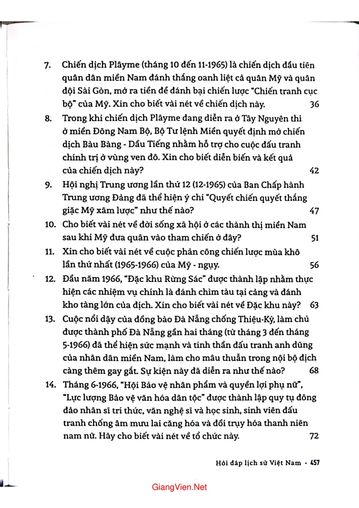 Mục lục chi tiết trang 1 sách Lịch sử Việt Nam từ xuân Mậu thân 1968 đến chiến dịch Hồ Chí Minh 1965 đến 1975
