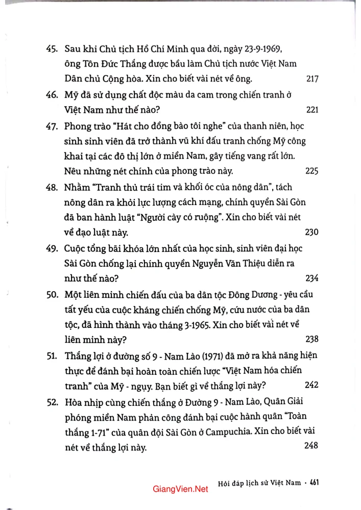 Mục lục chi tiết trang 5 sách Lịch sử Việt Nam từ xuân Mậu thân 1968 đến chiến dịch Hồ Chí Minh 1965 đến 1975