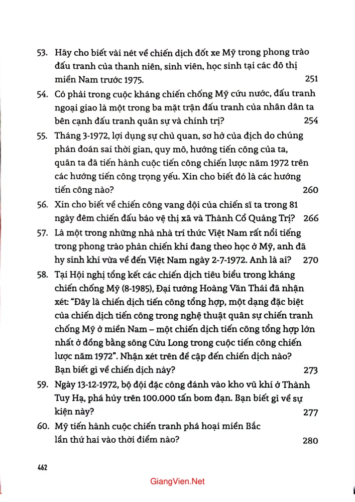 Mục lục chi tiết trang 6 sách Lịch sử Việt Nam từ xuân Mậu thân 1968 đến chiến dịch Hồ Chí Minh 1965 đến 1975