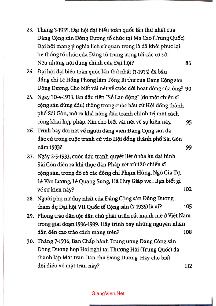 Mục lục chi tiết trang 3 sách Lịch sử Việt Nam từ Xô Viết Nghệ Tĩnh đến Cách mạng tháng tám 1930 đến 1945