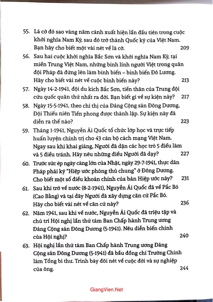 Mục lục chi tiết trang 7 sách Lịch sử Việt Nam từ Xô Viết Nghệ Tĩnh đến Cách mạng tháng tám 1930 đến 1945
