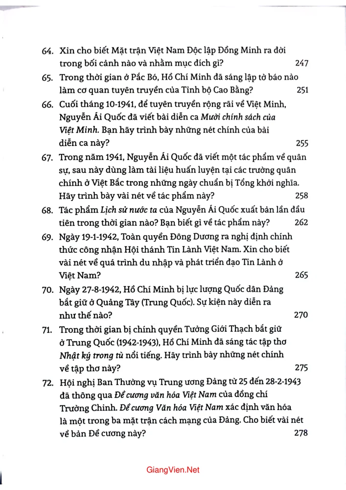 Mục lục chi tiết trang 8 sách Lịch sử Việt Nam từ Xô Viết Nghệ Tĩnh đến Cách mạng tháng tám 1930 đến 1945