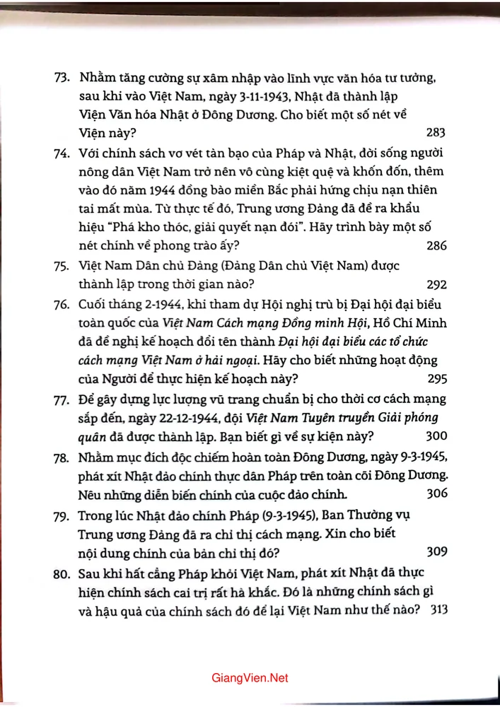 Mục lục chi tiết trang 9 sách Lịch sử Việt Nam từ Xô Viết Nghệ Tĩnh đến Cách mạng tháng tám 1930 đến 1945