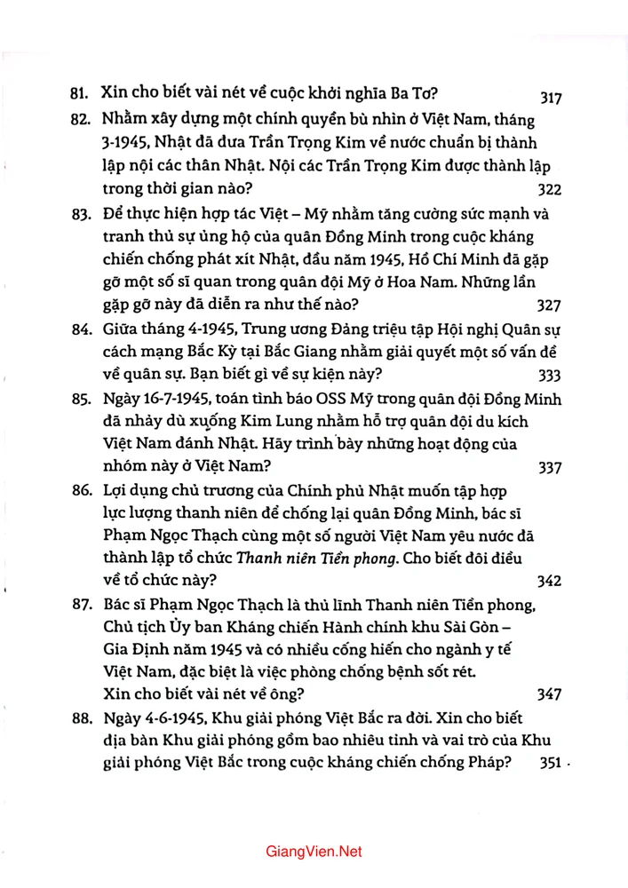 Mục lục chi tiết trang 10 sách Lịch sử Việt Nam từ Xô Viết Nghệ Tĩnh đến Cách mạng tháng tám 1930 đến 1945