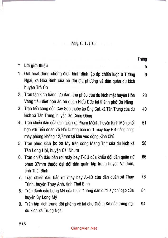 Trang bìa chính thức sách Một số trận đánh tiêu biểu của dân quân tự vệ và bộ đội địa phương trong chiến tranh giải phóng