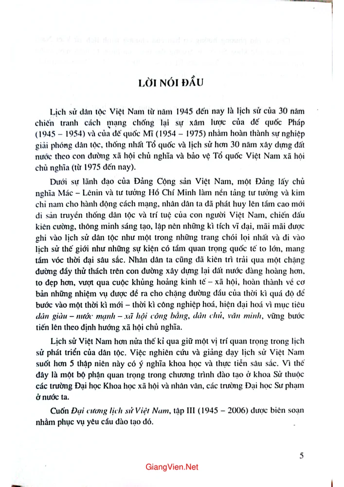 Trang bìa chính thức sách Đại cương lịch sử Việt Nam từ 1945 đến 2006