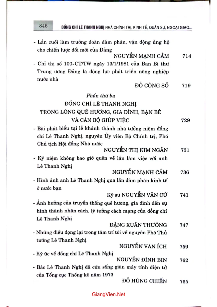 Mục lục chi tiết trang 4 sách Đồng chí Lê Thanh Nghị nhà chính trị kinh tế quân sự ngoại giao thời đại Hồ Chí Minh