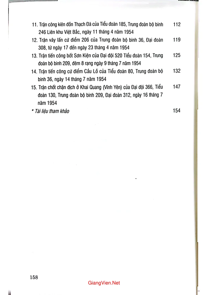 Mục lục chi tiết trang 1 sách Một số trận đánh trong kháng chiến chống thực dân Pháp từ 1945 đến 1954