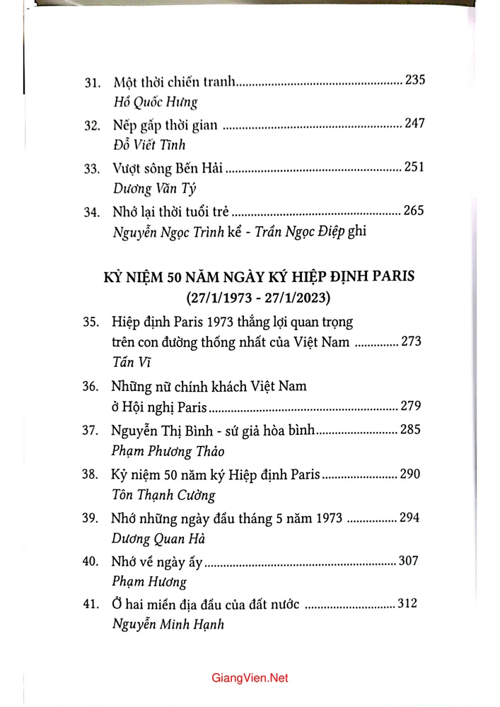 Mục lục chi tiết trang 3 sách Một thời kháng chiến