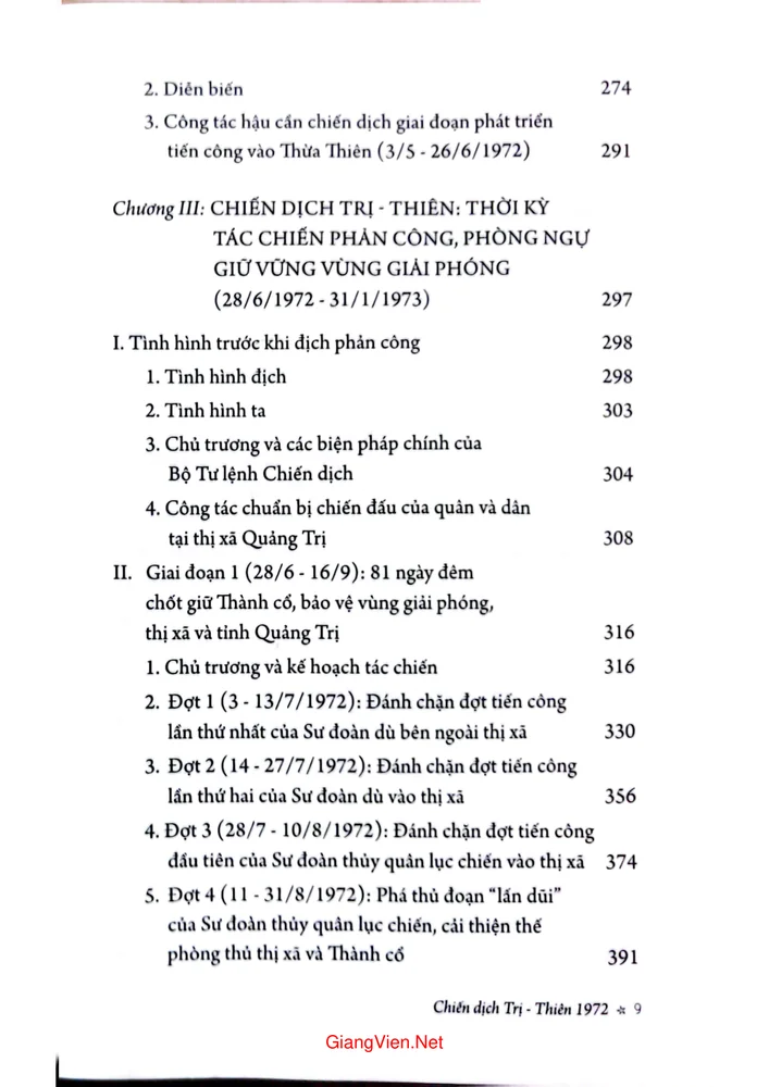 Mục lục chi tiết trang 2 sách Chiến dịch Trị Thiên 1972