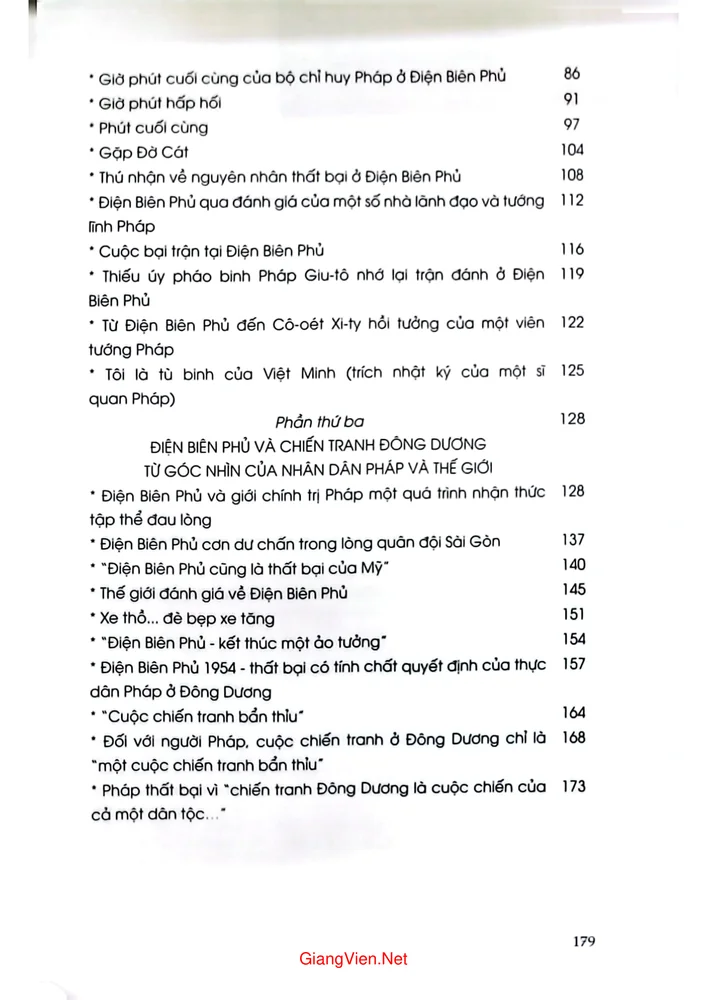 Mục lục chi tiết trang 3 sách Chiến thắng Điện Biên Phủ năm 1954 dưới góc nhìn của người nước ngoài