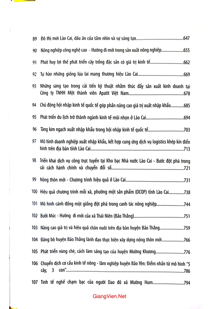 Mục lục chi tiết trang 5 sách 30 năm Lào Cai sáng tạo