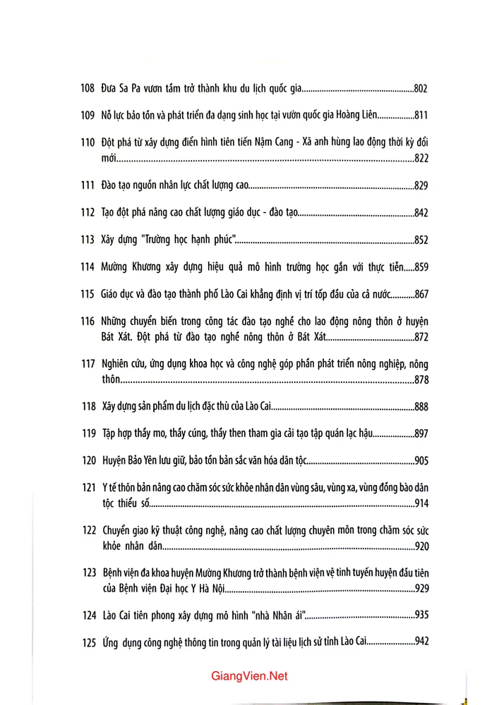 Mục lục chi tiết trang 6 sách 30 năm Lào Cai sáng tạo