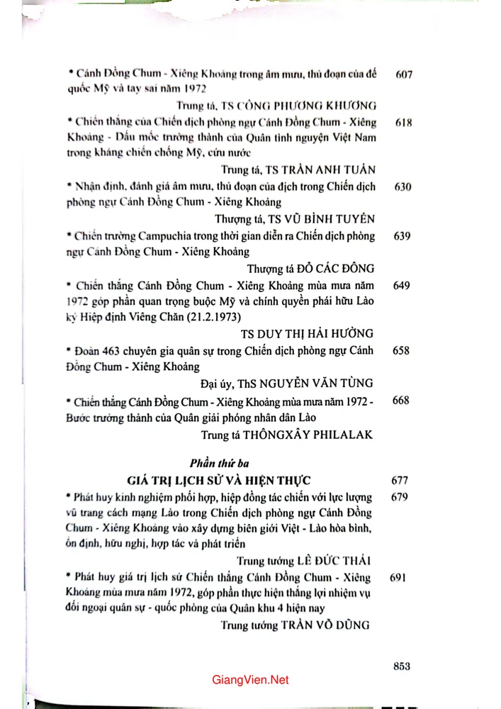 Mục lục chi tiết trang 6 sách 50 năm Chiến dịch phòng ngự Cán đồng Chum - Xiên Khoảng thắng lợi và bài học kinh nghiệm