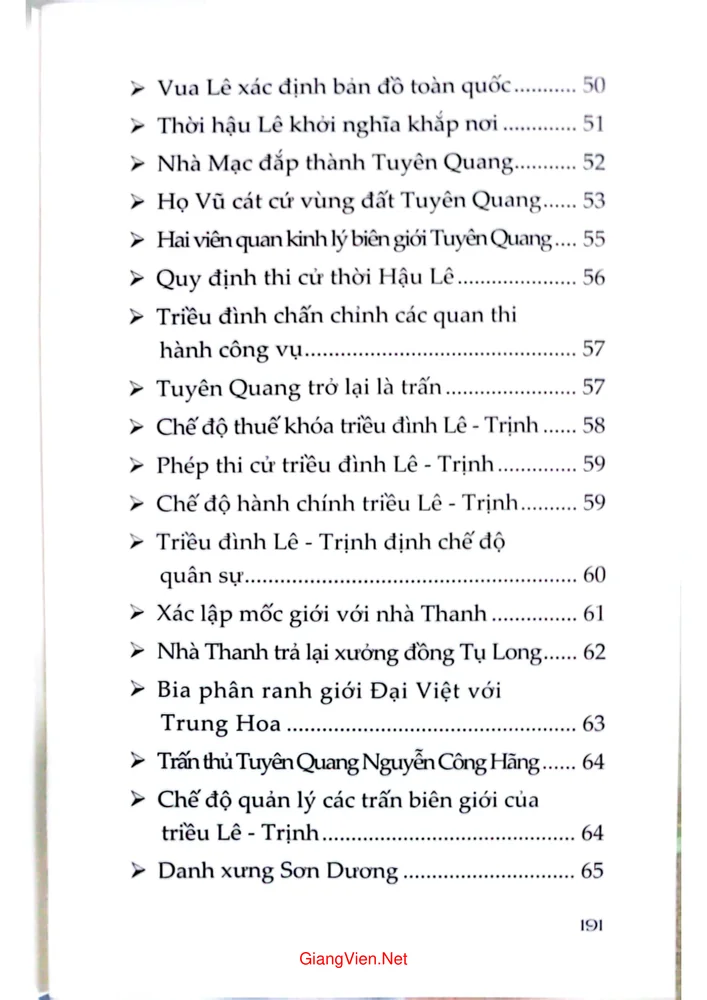 Mục lục chi tiết trang 4 sách 700 năm Danh xưng Tuyên Quang