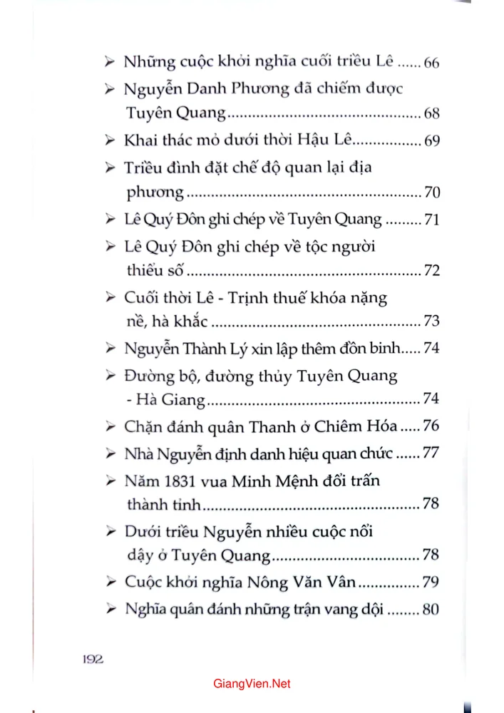 Mục lục chi tiết trang 5 sách 700 năm Danh xưng Tuyên Quang
