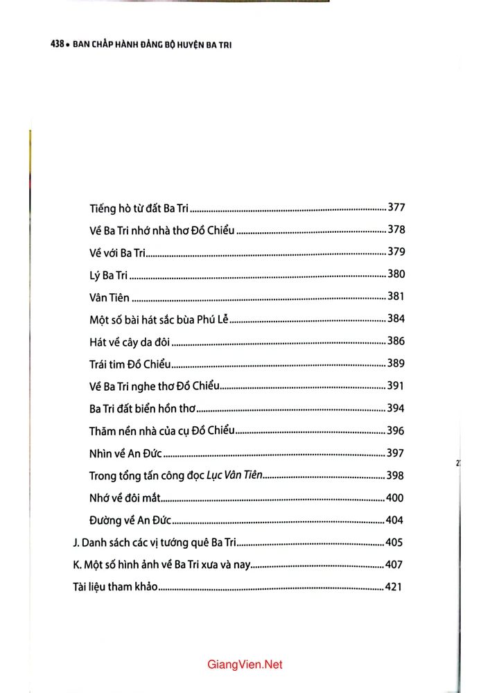 Mục lục chi tiết trang 5 sách Ba Tri - Đất và Người